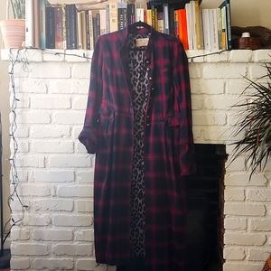 We The Free Odessa Maroon Plaid Duster Jacket S